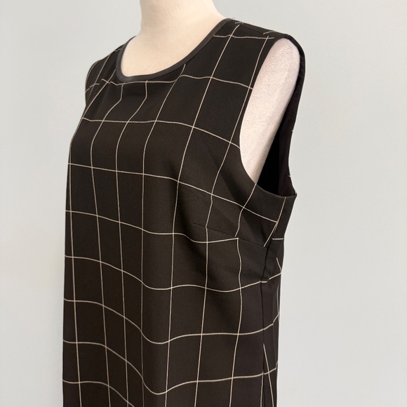 Lauren Ralph Lauren Women’s Leather Trim Sleeveless Checkered Dress Size 16 - Picture 3 of 9